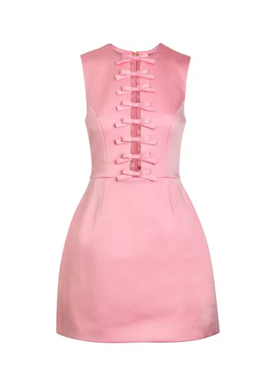 Rebecca Vallance Aymee Bow-embellished Crepe De Chine Mini Dress In Pink