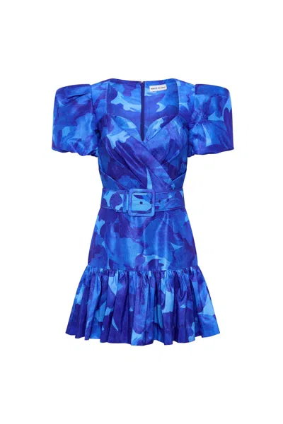 Rebecca Vallance Azula Short Sleeve Mini Dress In Blue