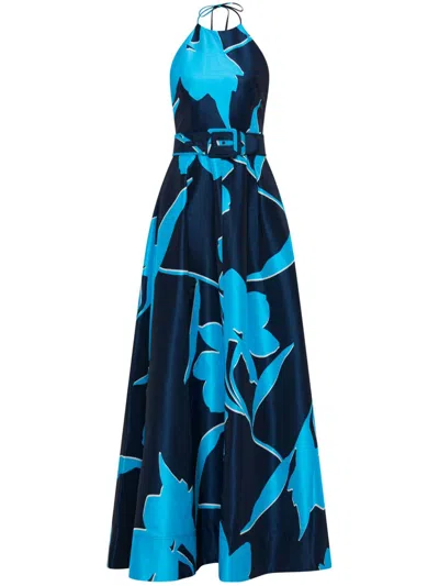 Rebecca Vallance Azzurra Belted Gown In Blue