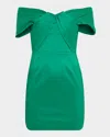 Rebecca Vallance Off-the-shoulder Bailey Mini Dress In Green