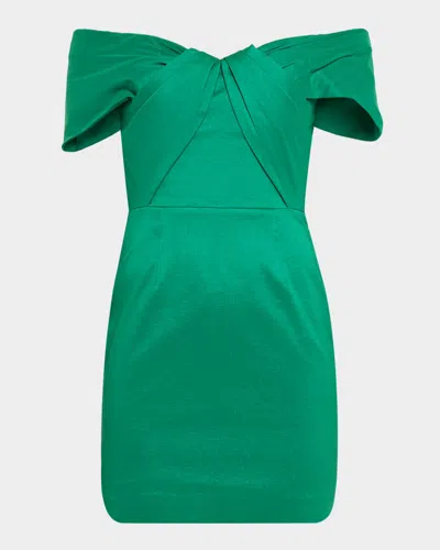 Rebecca Vallance Off-the-shoulder Bailey Mini Dress In Green