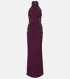 Rebecca Vallance Beatrice Embellished Crêpe Gown In Purple