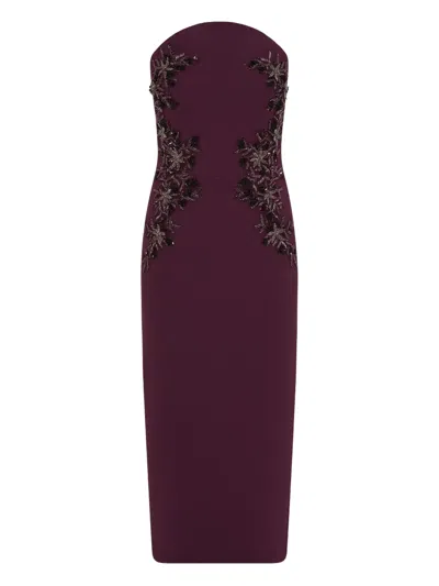 Rebecca Vallance Beatrice Beaded Crepe Midi Dress In Purple