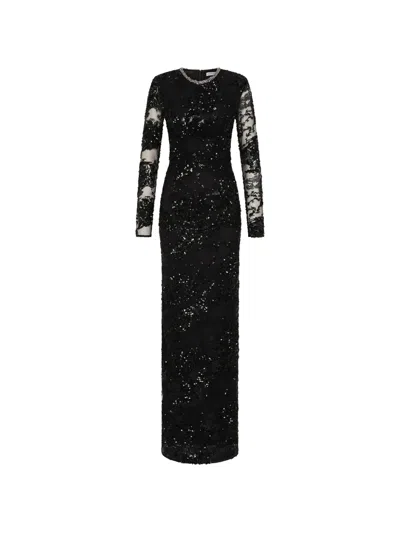 Rebecca Vallance Beau Long Sleeve Gown In Black