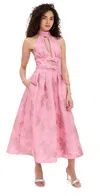 Rebecca Vallance Crepe Floral Embroidery Benette Midi Dress