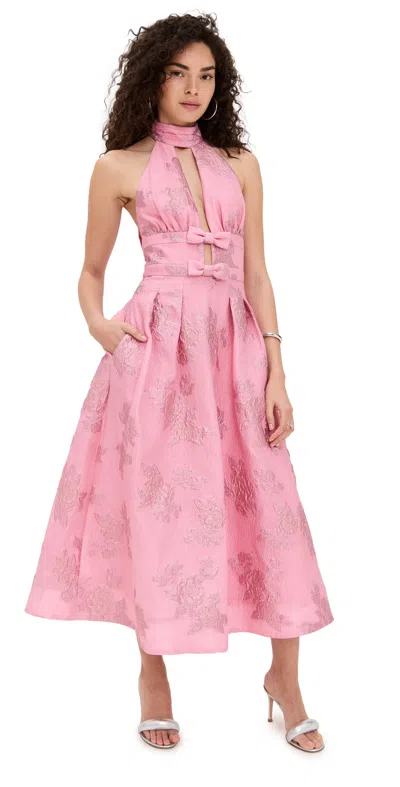 Rebecca Vallance Crepe Floral Embroidery Benette Midi Dress