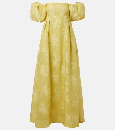 Rebecca Vallance Benette Off-shoulder Brocade Gown