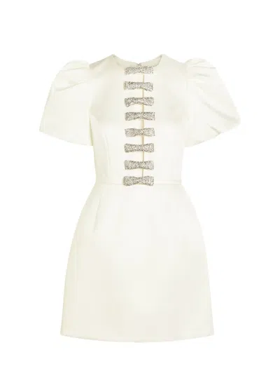 Rebecca Vallance Blaise Crystal-embellished Satin-twill Mini Dress In Neutral