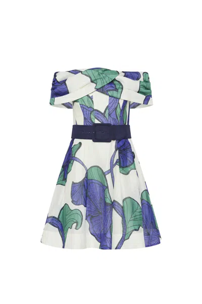 Rebecca Vallance Blue Ivy Off The Shoulder Mini Dress In Neutrals