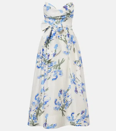 Rebecca Vallance Bluebell Belted Draped Floral-print Organza Midi Dress In Multi