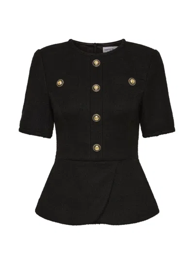 Rebecca Vallance Bouclé Peplum Top In Black