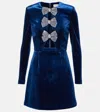 Rebecca Vallance Bow-detail Velvet Minidress In Blau