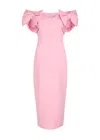 Rebecca Vallance Bow-embellished Crepe Midi Dress In Pink