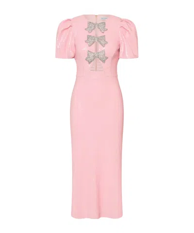Rebecca Vallance Womens Light Pink Lydia Diamante-bow Sequin-embellished Midi Dress