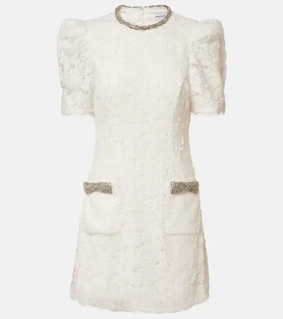Rebecca Vallance Dillon Crystal And Sequin-embellished Lace Mini Dress In White