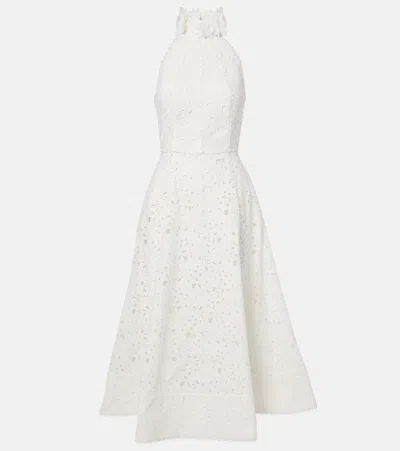 Rebecca Vallance Bridal Nuvola Embroidered Midi Dress In Ivory