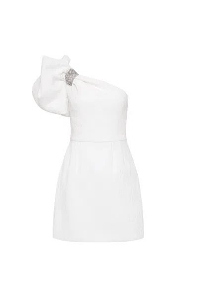 Rebecca Vallance Bridgette One Shoulder Mini Dress In White