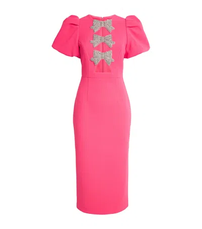 Rebecca Vallance Red 'posey' Midi Dress With Bows