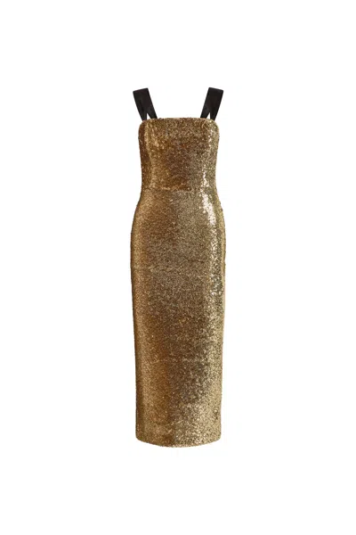 Rebecca Vallance Cambridge Bodycon Sequin Midi Dress In Gold