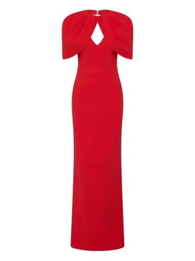 Rebecca Vallance Cameron Caped Crepe Gown In Red