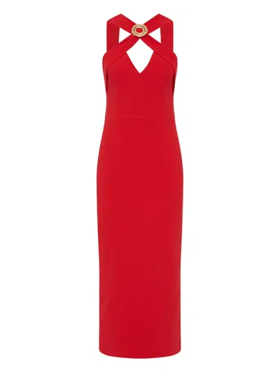 Rebecca Vallance Cameron Cross-neck Midi Dress In Red