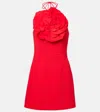 Rebecca Vallance Cameron Floral-appliqué Crêpe Minidress In Red