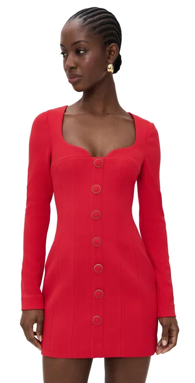 Rebecca Vallance Cameron Button-embellished Crepe Mini Dress In Red