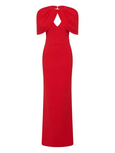 Rebecca Vallance Cameron Caped Crepe Gown In Red