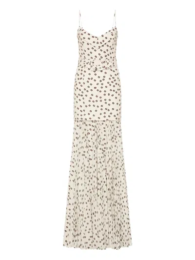 REBECCA VALLANCE CANDICE POLKA-DOT PLEATED MAXI DRESS