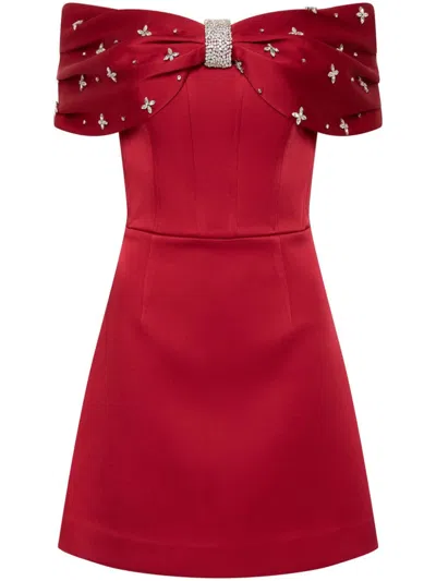 Rebecca Vallance Carmella Off The Shoulder Mini Dress In Red