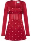 Rebecca Vallance Satin Embellished Carmella Mini Dress In Red