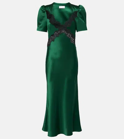 Rebecca Vallance Charelle Silk Saten Slip Dress In Green