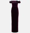 Rebecca Vallance Charles Off-shoulder Velvet Gown In Purple