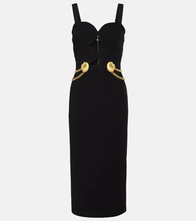 Rebecca Vallance Chelsea Gold-detail Midi Dress In Black
