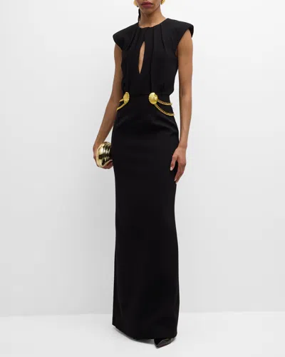 Rebecca Vallance Chelsea Embellished Cutout Column Gown In Black