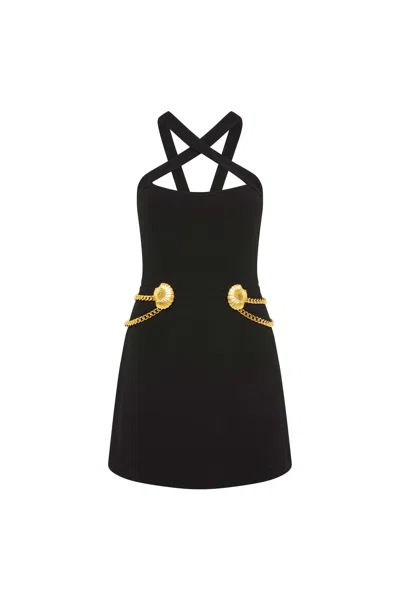 Rebecca Vallance Chelsea Halter Mini Dress In Black | ModeSens