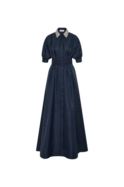 Rebecca Vallance Cielo Diamante Collar Gown In Blue