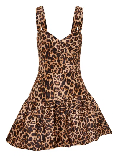 Rebecca Vallance Clarice Leopard-print Mini Dress In Brown