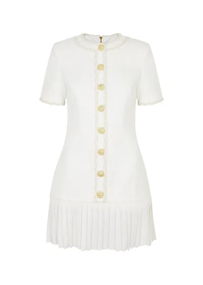Rebecca Vallance Clarisse Bouclé Cotton-blend Mini Dress In Ivory