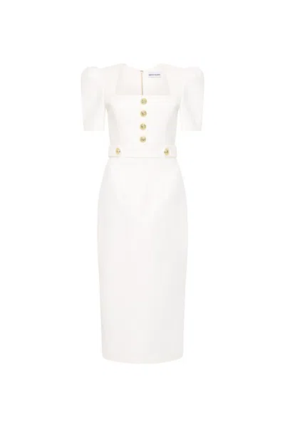 Rebecca Vallance Womens Ivory Clarisse Branded-hardware Cotton-blend Midi Dress