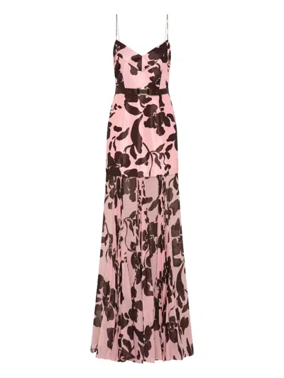 Rebecca Vallance Connie Pleated-floral Maxi Dress In Pink