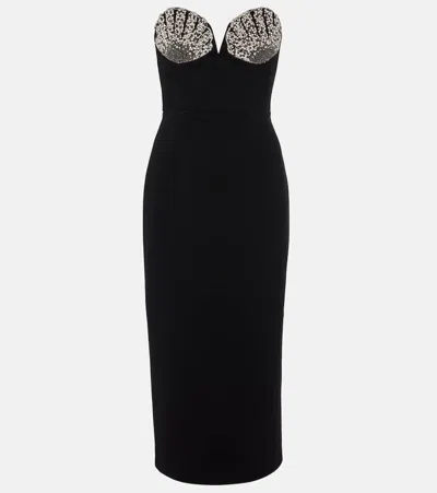 Rebecca Vallance Cordelia Strapless Crystal-embellished Crepe Midi Dress In Black