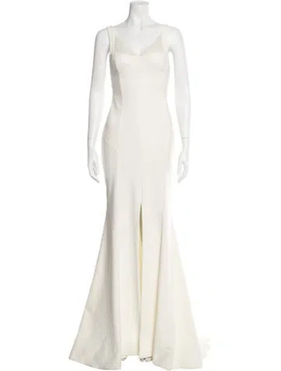 Pre-owned Rebecca Vallance Cowl Neck Long Dress In Neutral