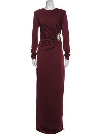 Pre-owned Rebecca Vallance Crew Neck Long Dress In Burgundy