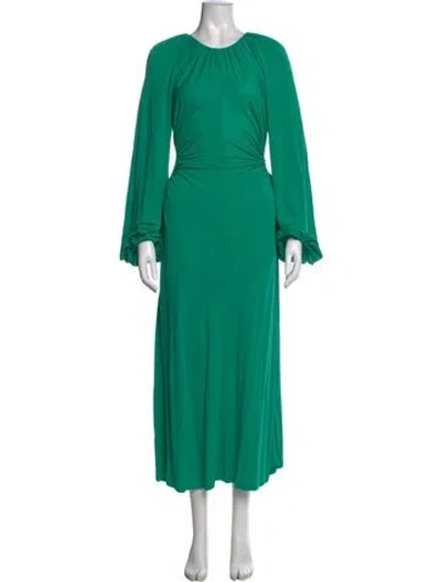 Pre-owned Rebecca Vallance Crew Neck Long Dress In Green