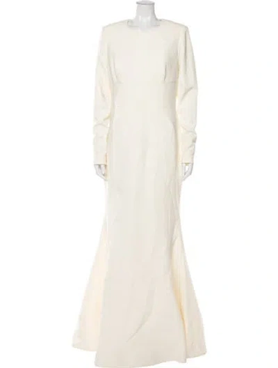 Pre-owned Rebecca Vallance Crew Neck Long Dress In Neutral