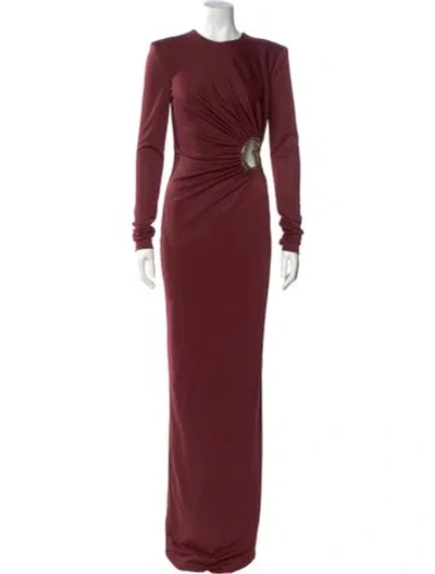 Pre-owned Rebecca Vallance Crew Neck Long Dress W/ Tags In Burgundy