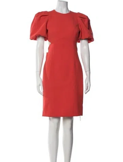 Pre-owned Rebecca Vallance Crew Neck Midi Length Dress In Orange