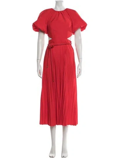 Pre-owned Rebecca Vallance Crew Neck Midi Length Dress In Red