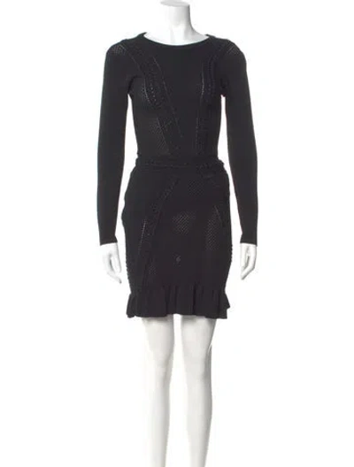 Pre-owned Rebecca Vallance Crew Neck Mini Dress In Black